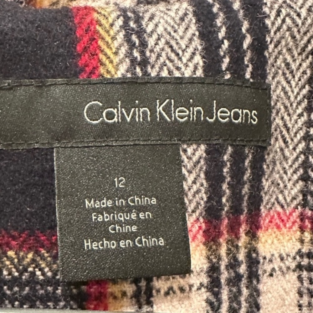 Calvin Klein Plaid Pea Coat Size 12 - Picture 5 of 5